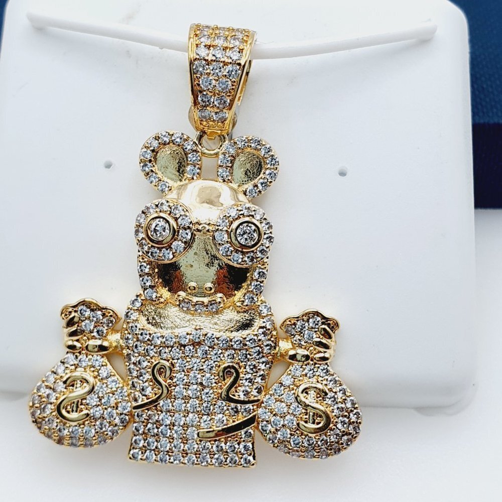 "14K Gold Plated Cubic Zircon Pendant, EVBRS361